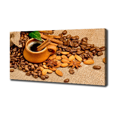Foto obraz na plátně Zrnka kávy a šálek