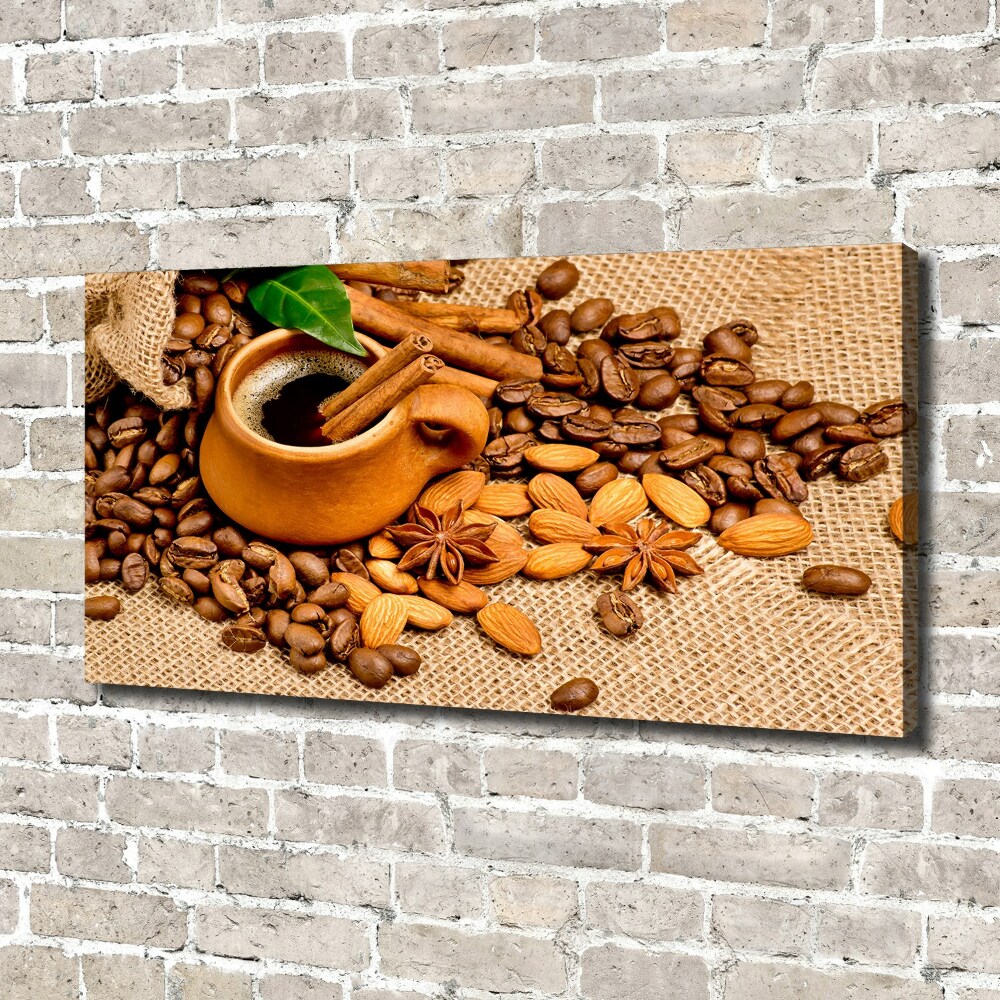 Foto obraz na plátně Zrnka kávy a šálek