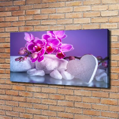 Foto obraz canvas Orchidej a srdce