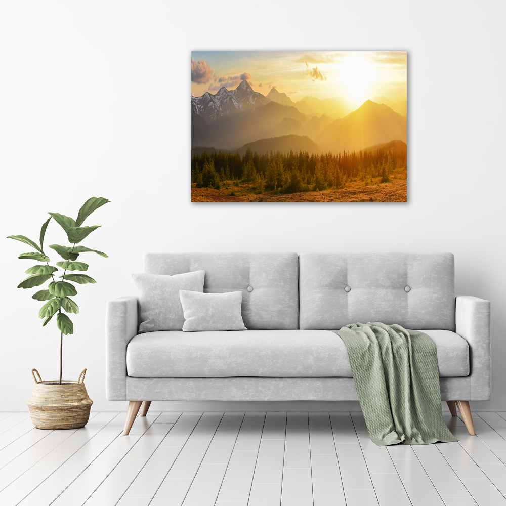 Foto obraz canvas Západ slunce hory