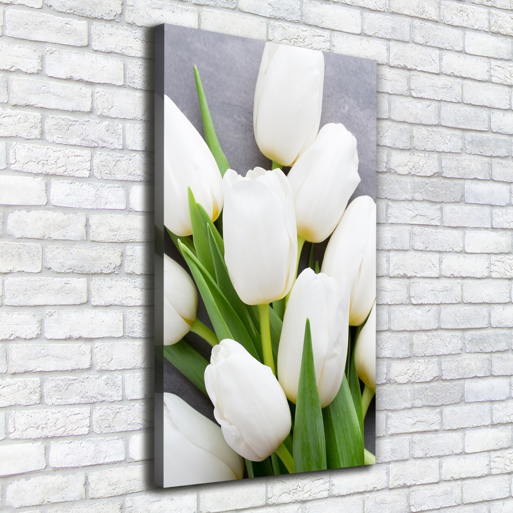 Vertikální Foto obraz na plátně Bílé tulipány
