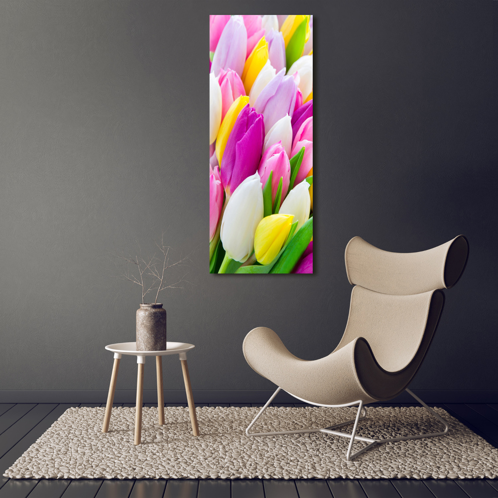 Vertikální Foto obraz na plátně Barevné tulipány