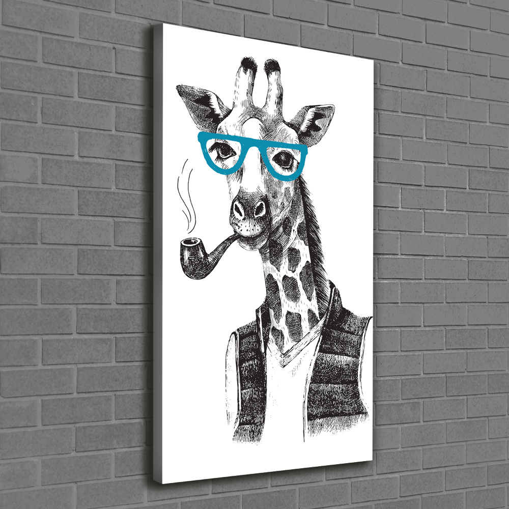 Vertikální Foto obraz na plátně Žirafa v brýlích