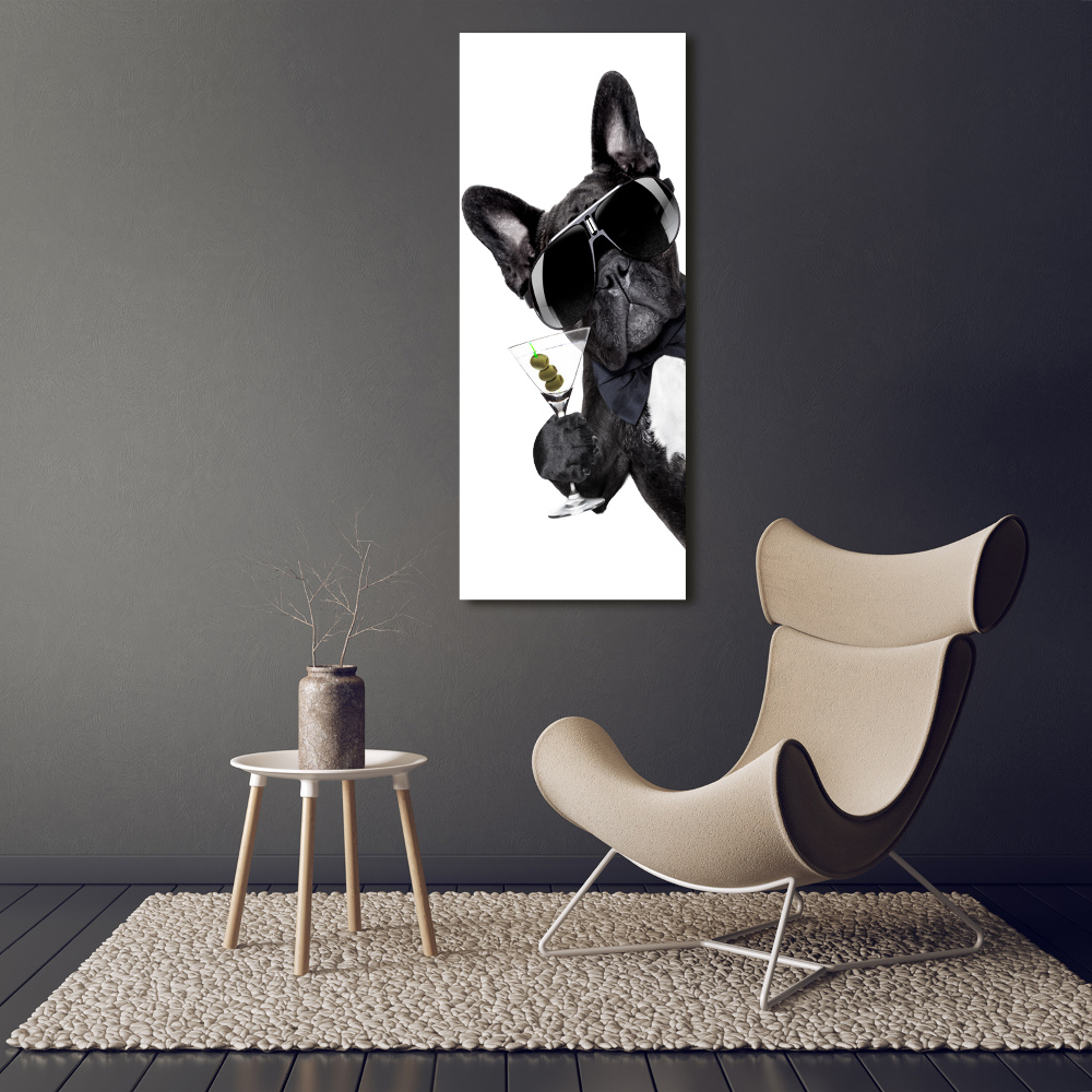 Vertikální Foto obraz na plátně Pes s martini