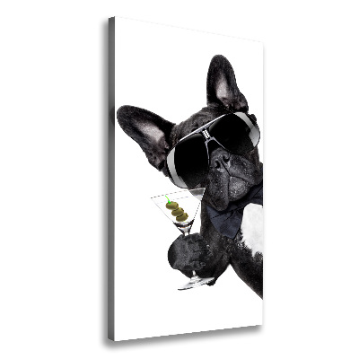 Vertikální Foto obraz na plátně Pes s martini