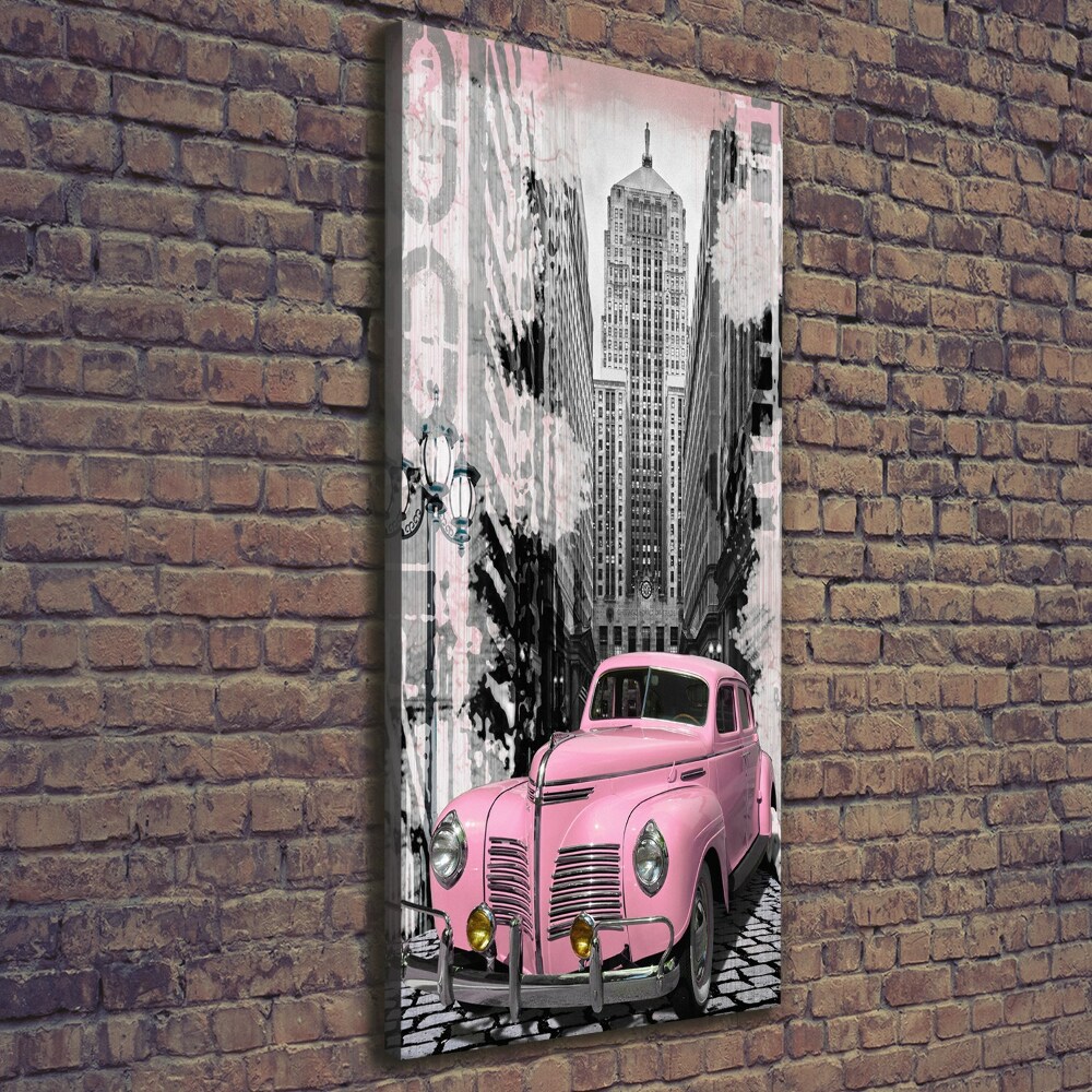 Vertikální Vertikální Foto obraz na plátně do obýváku Růžové auto