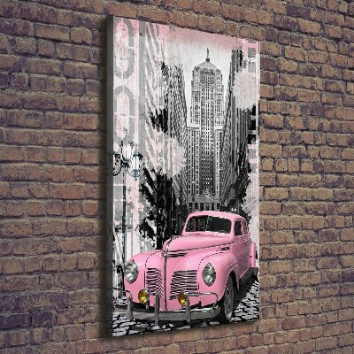 Vertikální Vertikální Foto obraz na plátně do obýváku Růžové auto