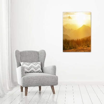 Vertikální Foto obraz na plátně Západ slunce hory
