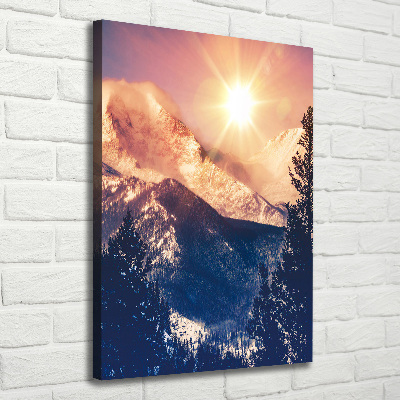 Vertikální Foto obraz na plátně Slunce nad horami