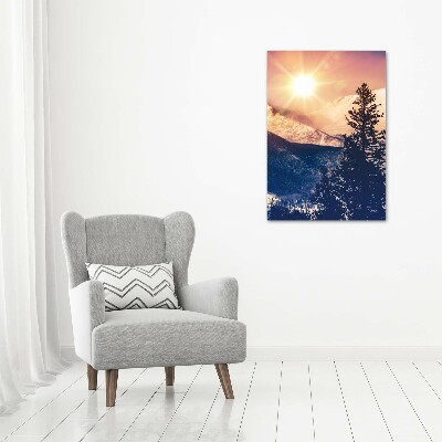 Vertikální Foto obraz na plátně Slunce nad horami