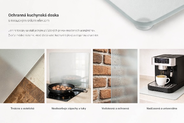 Kryt na indukční desku s obdélníkovým tvarem a poloprůsvitným provedením