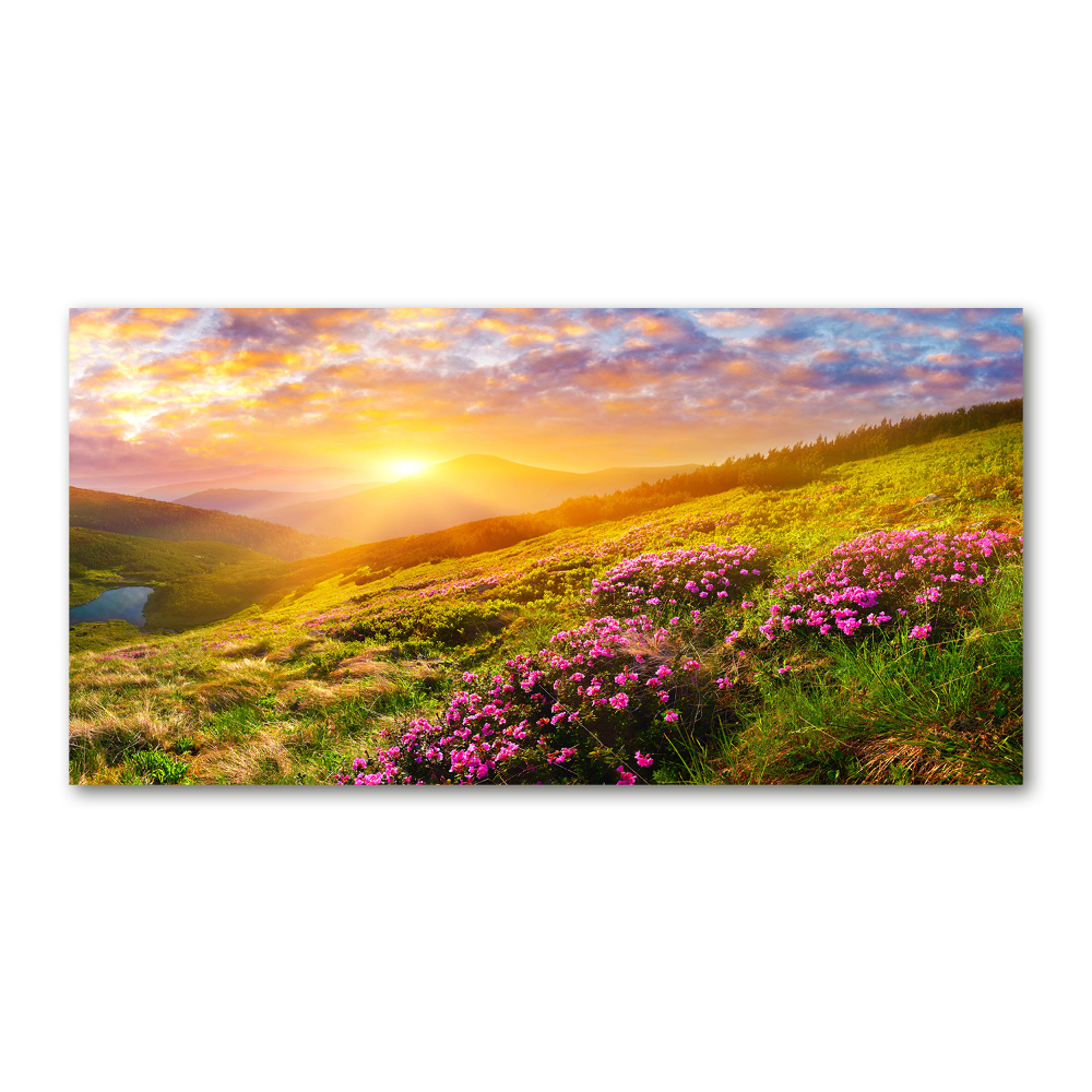 Foto obraz sklo tvrzené Západ slunce hory
