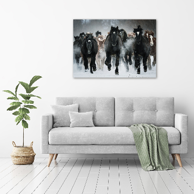 Moderní skleněný obraz z fotografie Koně ve cvalu