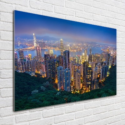 Moderní skleněný obraz z fotografie Noční Hongkong