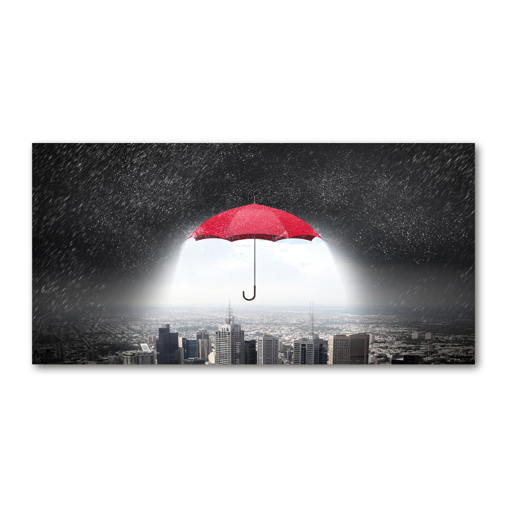 Fotoobraz na skle Deštník nad městem