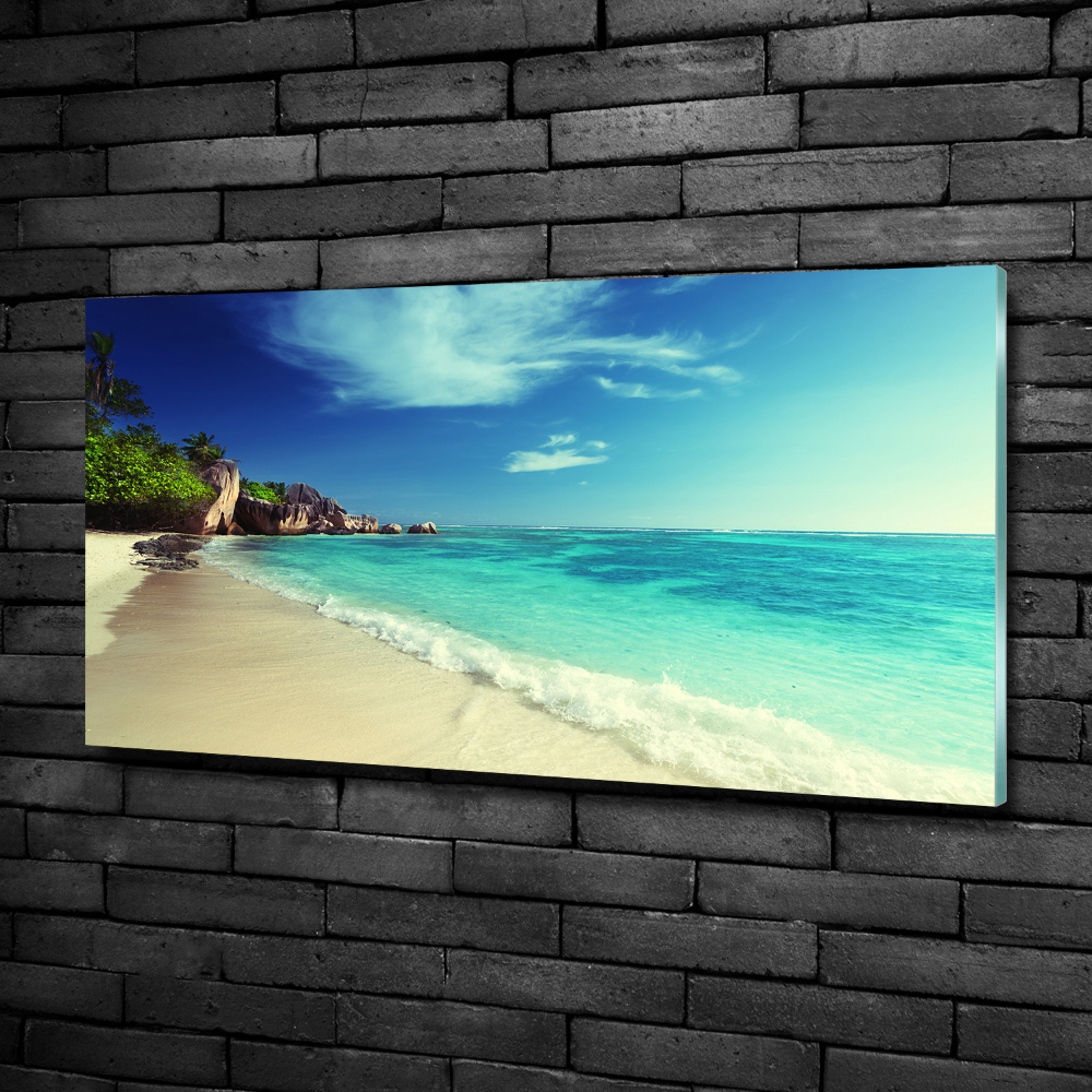 Foto obraz skleněný horizontální Seychely pláž