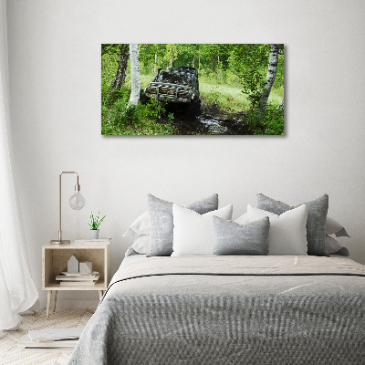 Foto-obraz fotografie na skle Jeep v lese