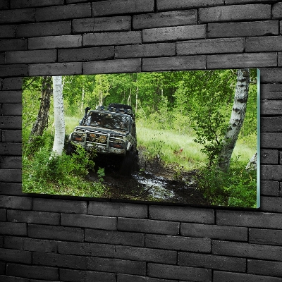 Foto-obraz fotografie na skle Jeep v lese