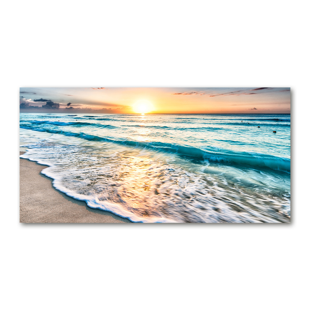 Foto obraz sklo tvrzené Západ slunce pláž