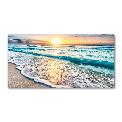 Foto obraz sklo tvrzené Západ slunce pláž