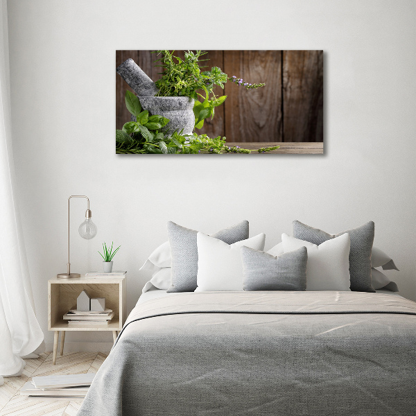 Foto obraz fotografie na skle Byliny v hmoždíři
