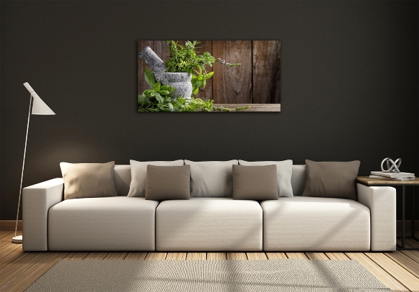 Foto obraz fotografie na skle Byliny v hmoždíři
