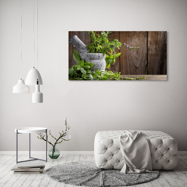 Foto obraz fotografie na skle Byliny v hmoždíři