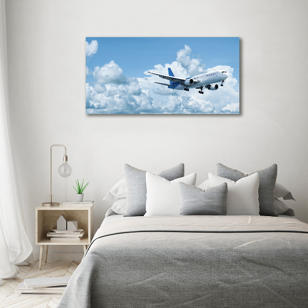 Moderní skleněný obraz z fotografie Letadlo na nebi