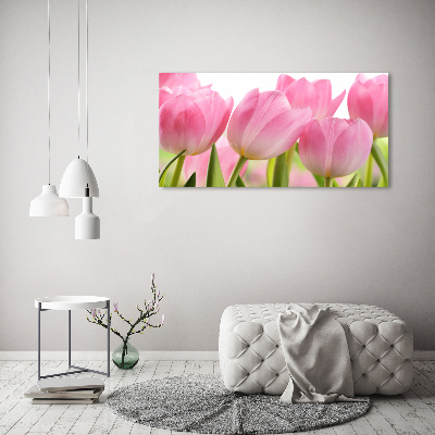 Fotoobraz na skle Růžové tulipány