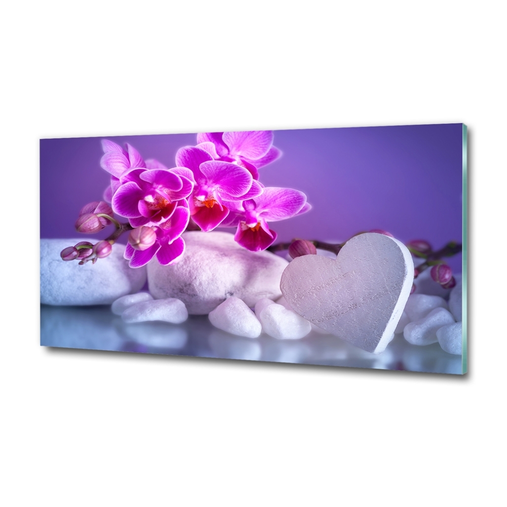 Foto obraz fotografie na skle Orchidej a srdce