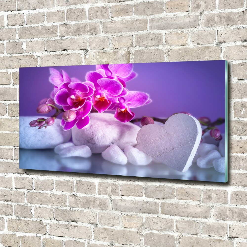 Foto obraz fotografie na skle Orchidej a srdce