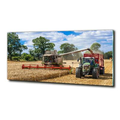 Foto obraz sklo tvrzené Kombajn a traktor