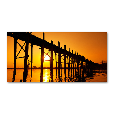 Foto obraz sklo tvrzené Most západ slunce