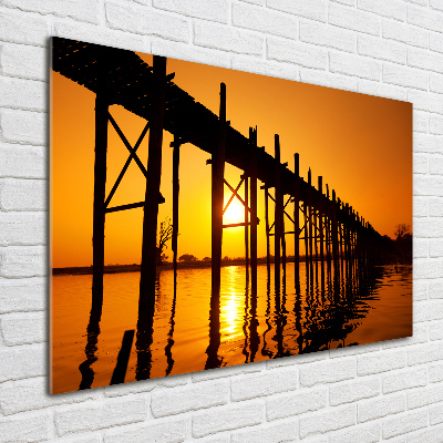 Foto obraz sklo tvrzené Most západ slunce