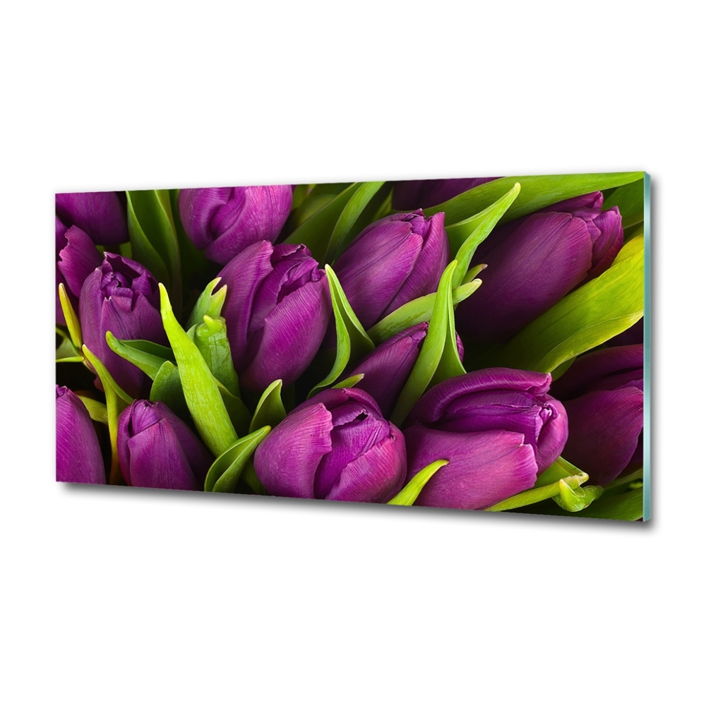 Fotoobraz na skle Fialové tulipány