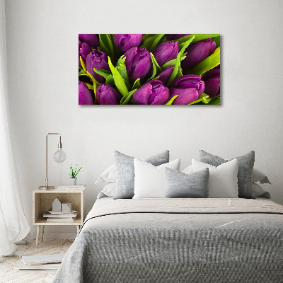 Fotoobraz na skle Fialové tulipány