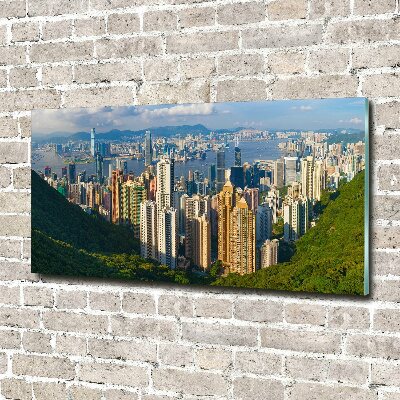 Foto obraz sklo tvrzené Hongkong panorama