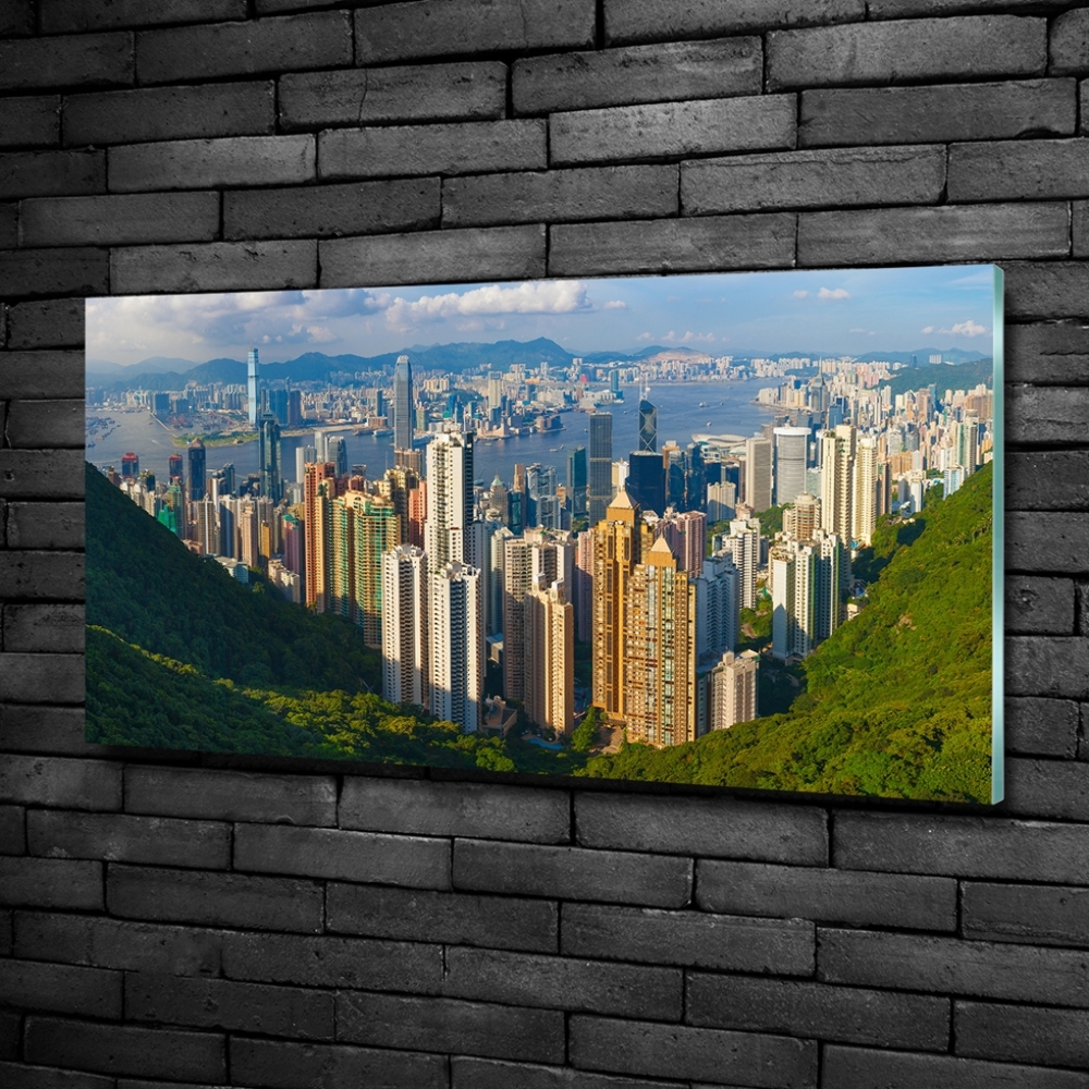 Foto obraz sklo tvrzené Hongkong panorama