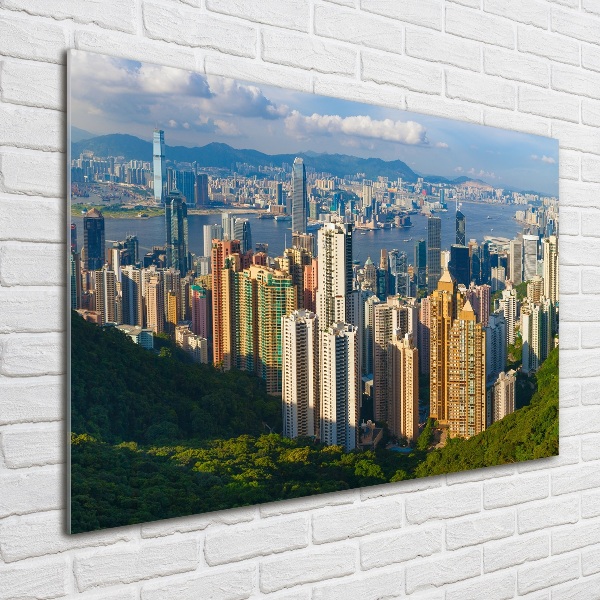 Foto obraz sklo tvrzené Hongkong panorama