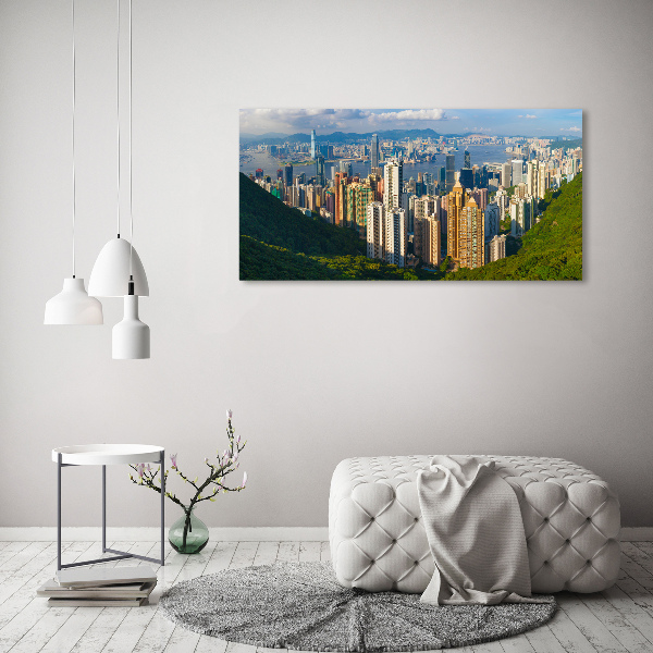 Foto obraz sklo tvrzené Hongkong panorama