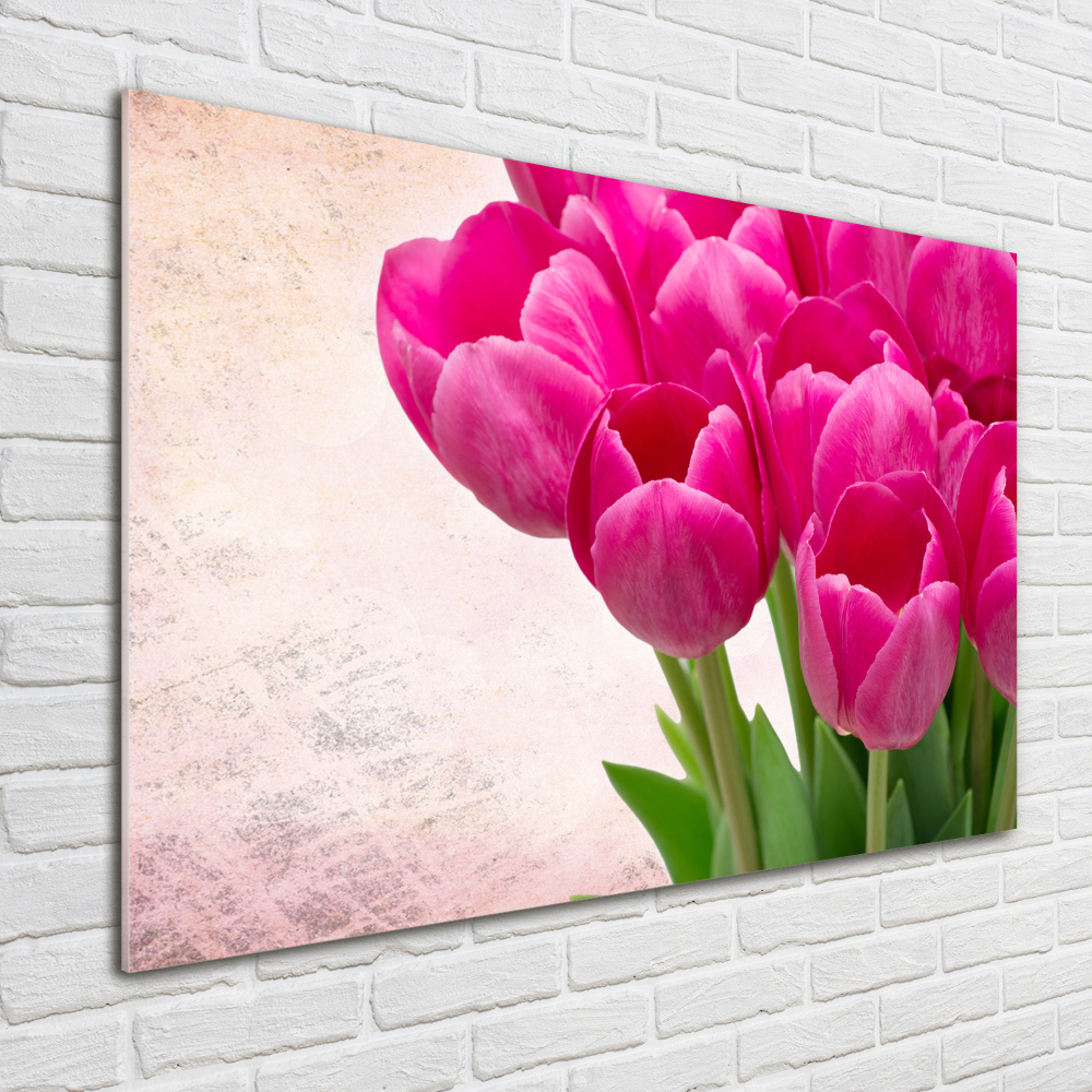 Foto-obraz fotografie na skle Růžové tulipány
