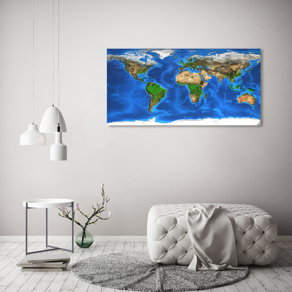 Foto obraz sklo tvrzené Mapa světa