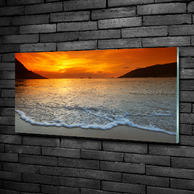 Foto obraz sklo tvrzené Západ slunce moře