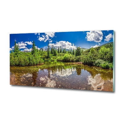 Foto obraz sklo tvrzené Jezerov lese