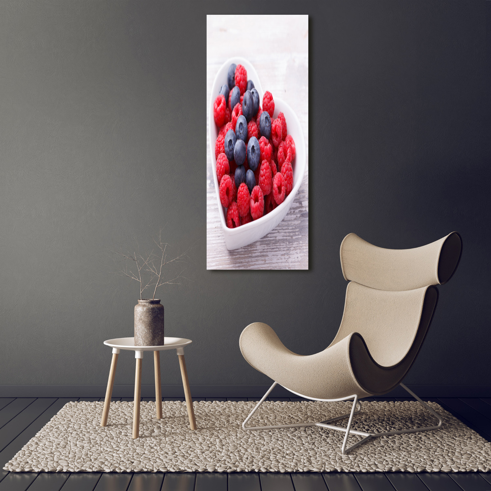 Vertikální Fotoobraz na skle Malina a jahody