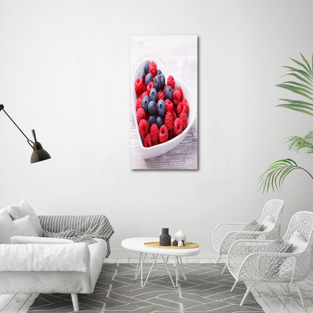 Vertikální Fotoobraz na skle Malina a jahody