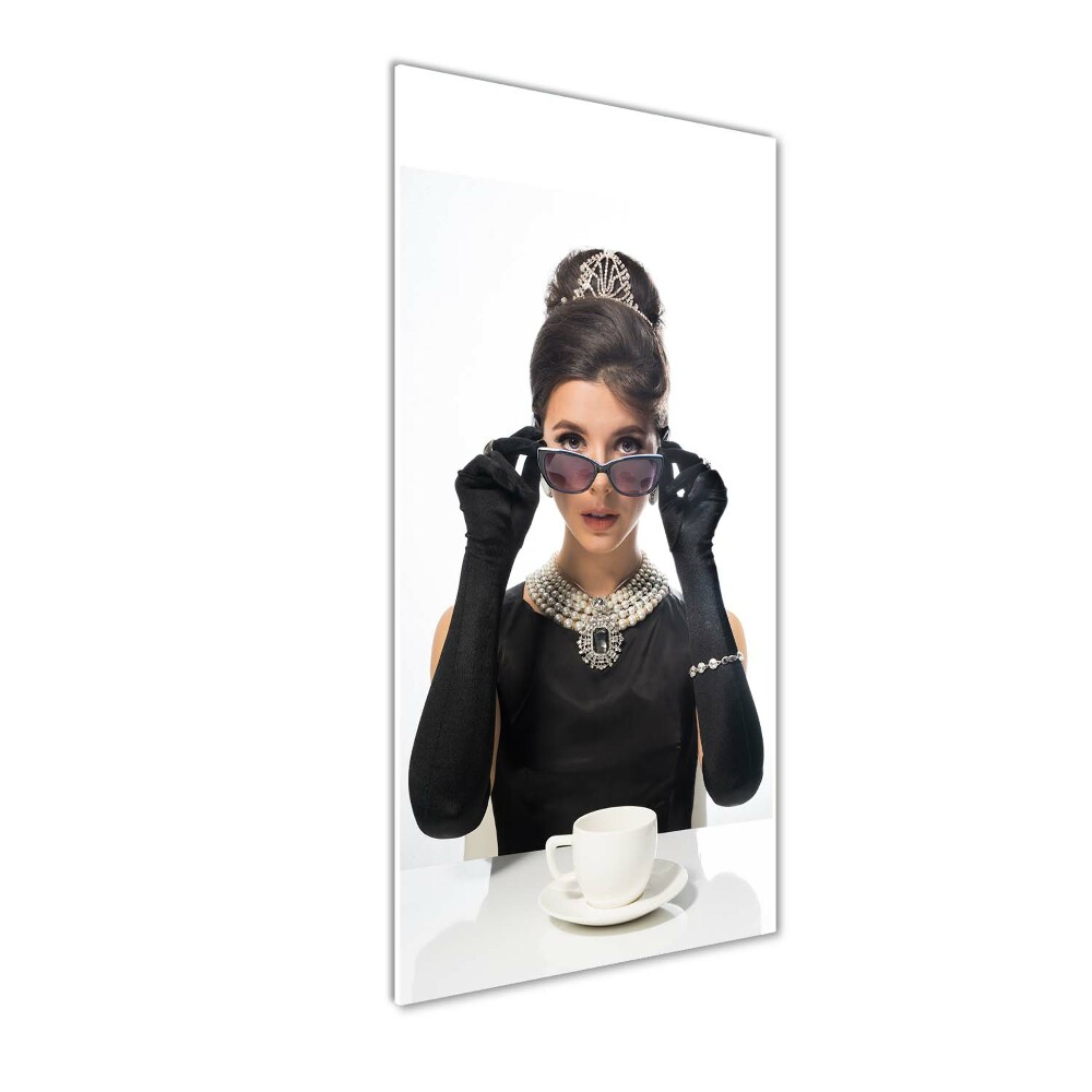 Vertikální Fotoobraz na skle Žena v brýlích