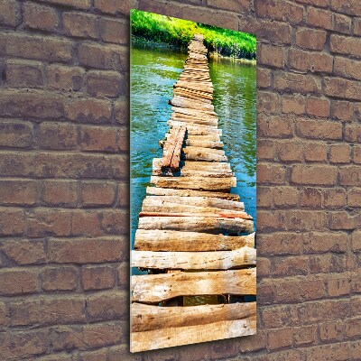 Vertikální Foto obraz fotografie na skle Dřevěný most