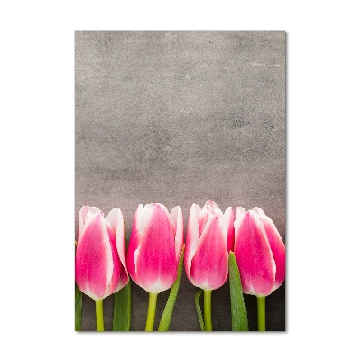 Vertikální Fotoobraz na skle Růžové tulipány