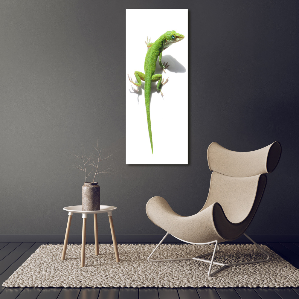 Vertikální Foto-obraz na skle Zelená ještěrka